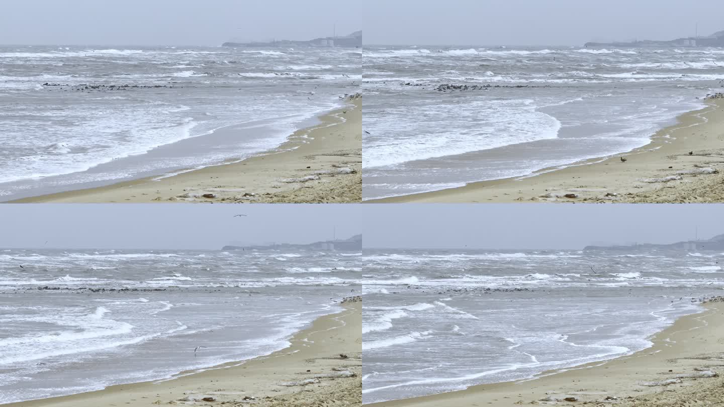 威海荣城海滩的风浪