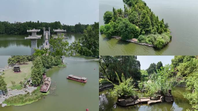 武汉东湖落雁岛航拍 武汉落雁风景区航拍