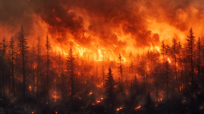 森林火灾消防安全世界末日意境