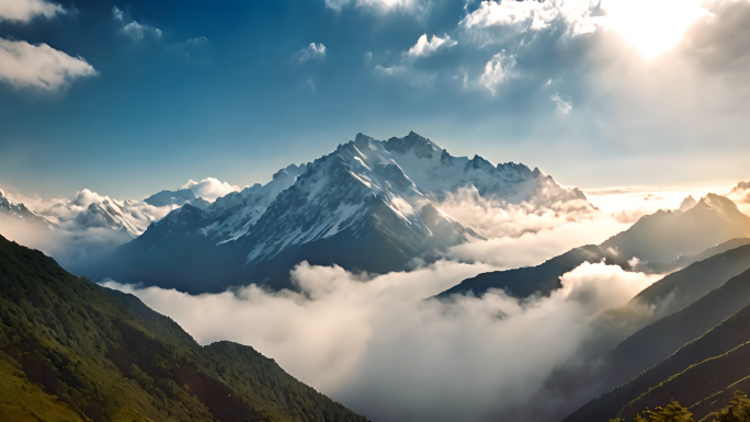 大山环绕云海苍山峻岭祖国壮丽景色