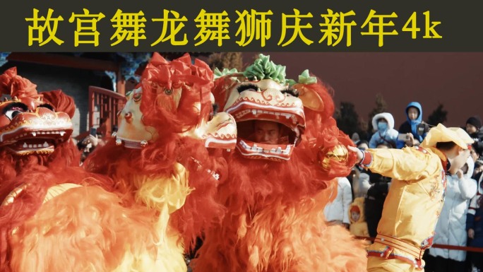 故宫春节新年舞龙舞狮表演4k