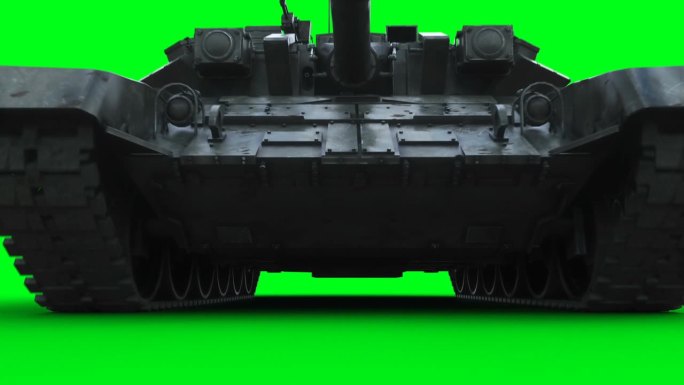 俄罗斯主战坦克。逼真的4k绿屏动画。