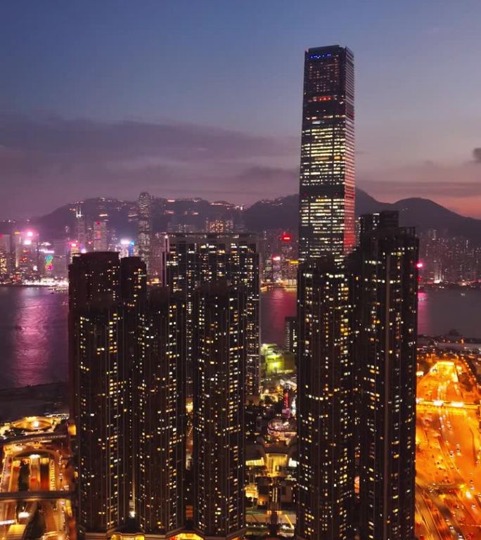 无人机拍摄的香港夜景