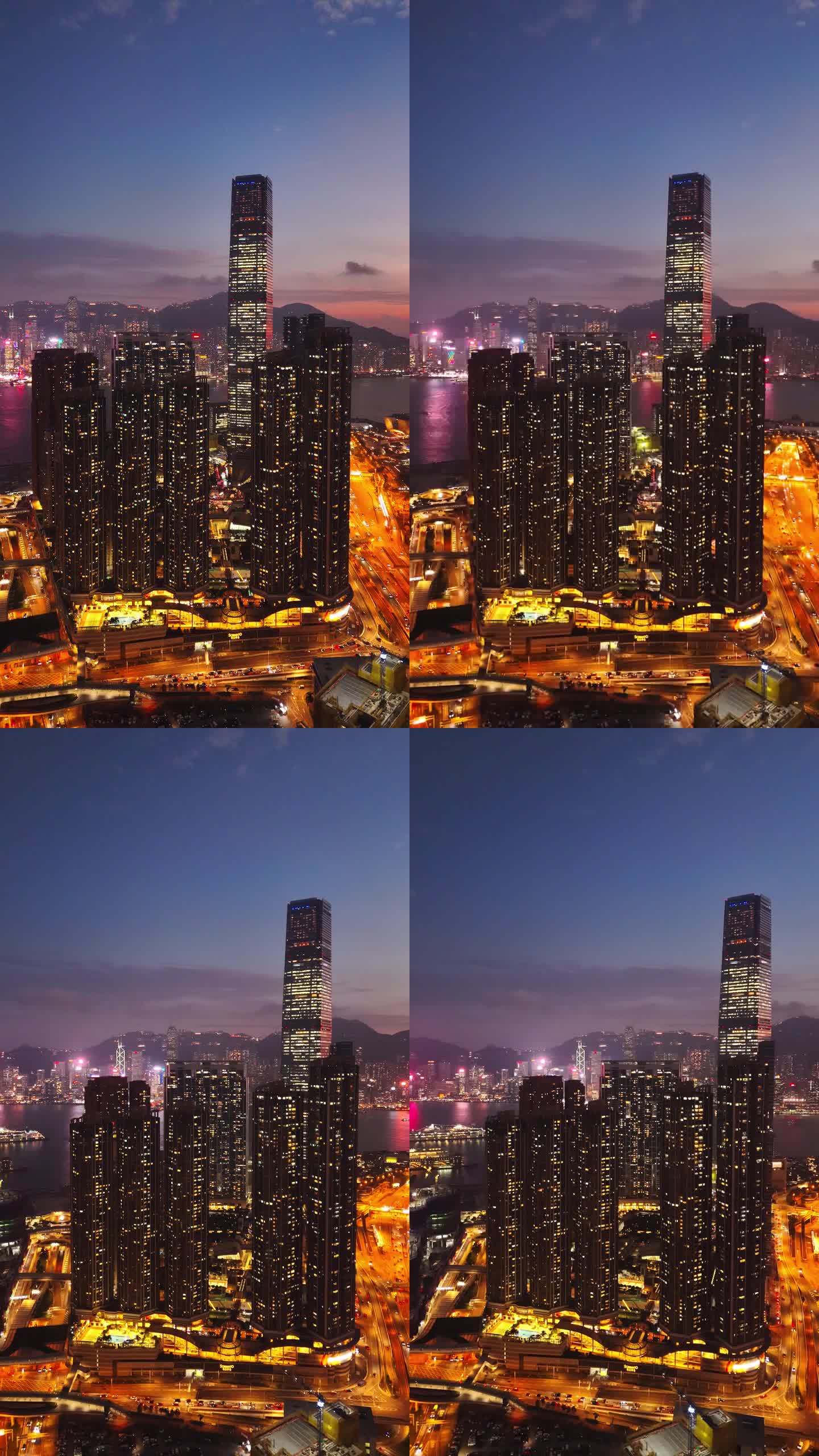 无人机拍摄的香港夜景