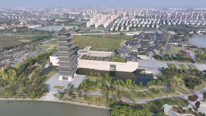 扬州大运河博物馆4k航拍素材
