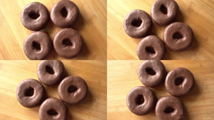 巧克力甜甜圈的微距镜头