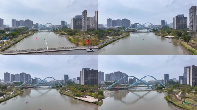 4K航拍广州南沙蕉门河
