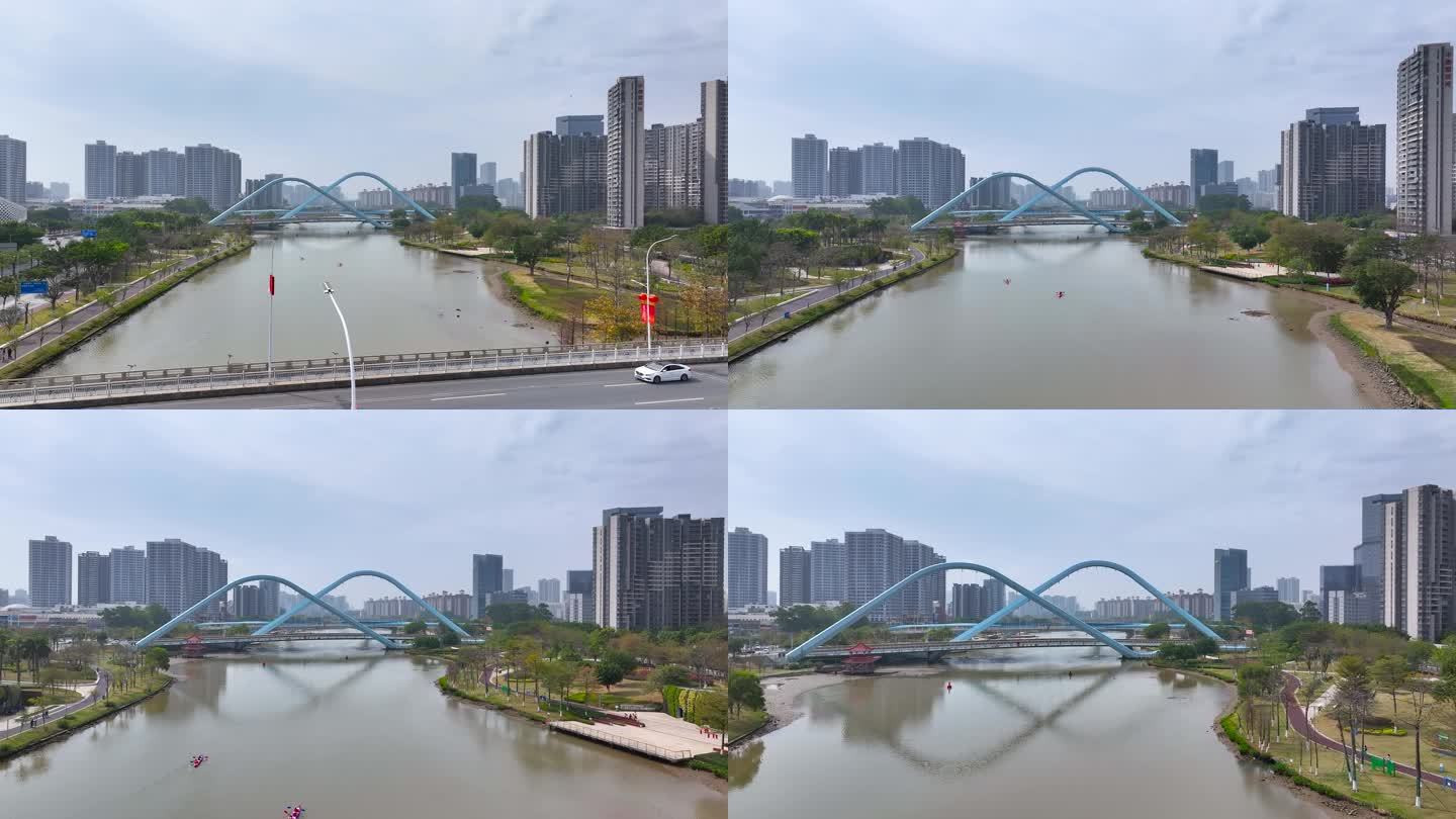 4K航拍广州南沙蕉门河