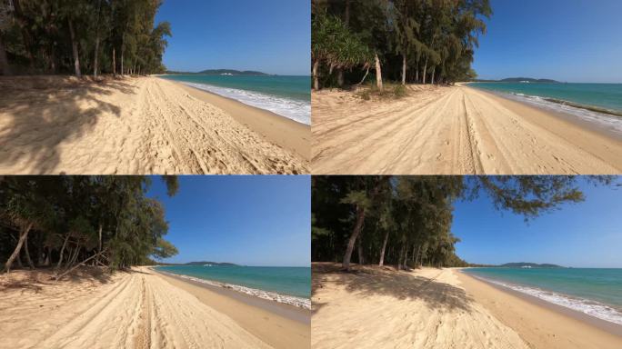 穿越机航拍4K海南三亚大海沙滩海边风景