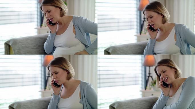 一段孕妇在家中痛苦地拨打紧急电话的视频。