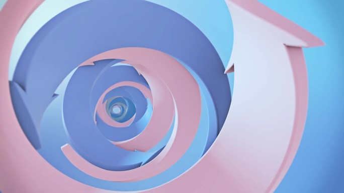 抽象箭头绕圆。蓝色粉色无限