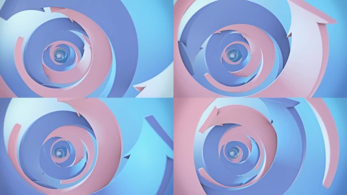 抽象箭头绕圆。蓝色粉色无限