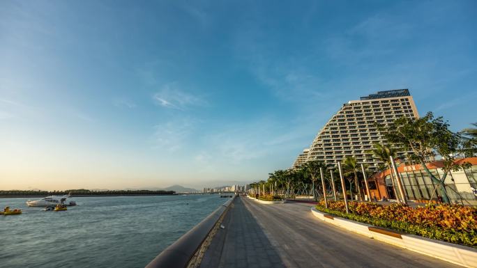 海南省三亚市三亚湾人行步道海湾延时