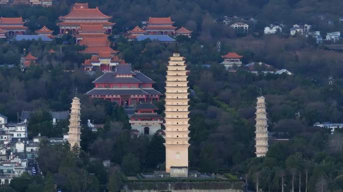 大理崇圣寺三塔细节特写航拍苍山古城洱海