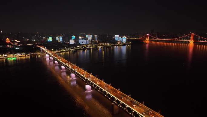 武汉汉口夜景航拍