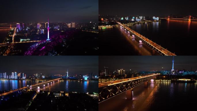武汉汉口夜景航拍