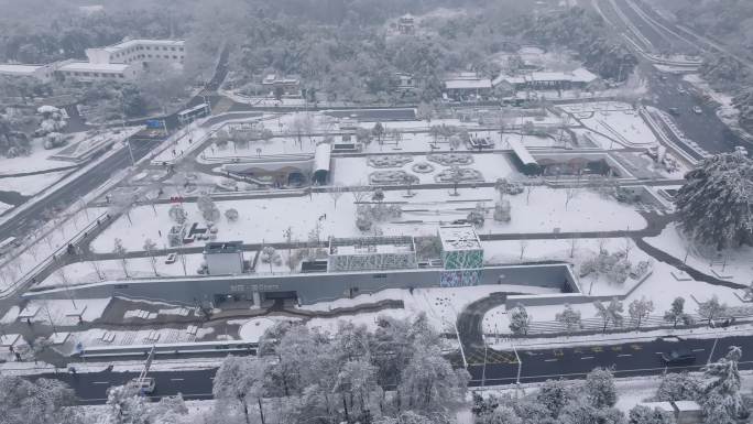 4k航拍武汉东湖梨园大雪雪景