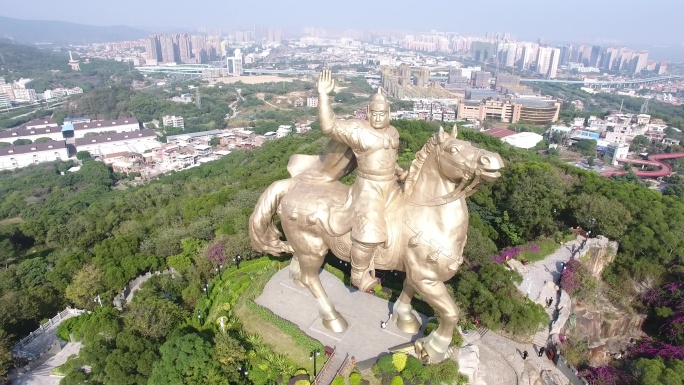 航拍 福建 泉州 大坪山 郑成功雕像