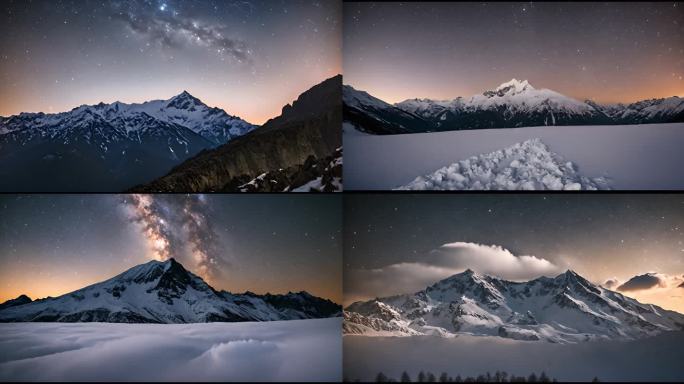 唯美星空山峰意境夜空背景合集