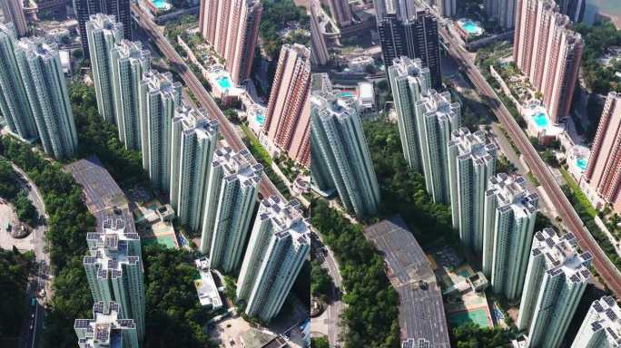无人机拍摄的香港马鞍山城市景观