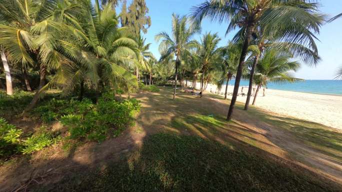 穿越机航拍4K海南三亚大海沙滩海边风景