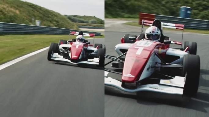 在赛道上行驶的赛车