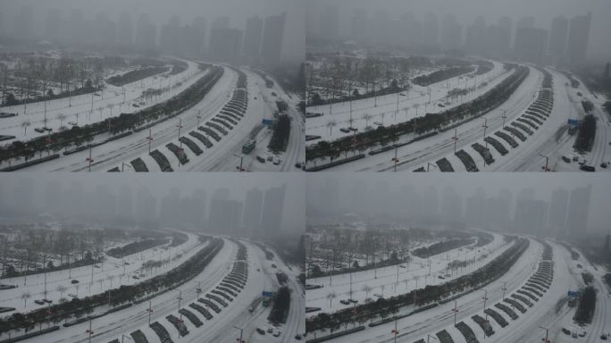 下雪的城市街道 郑州  雪景
