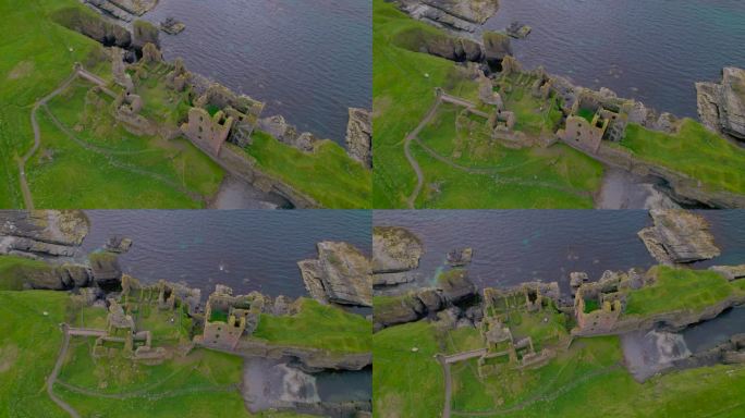 空中俯瞰:一座古老城堡遗迹的美丽可见平面图
