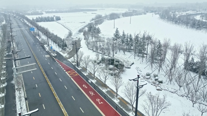 秦汉国际马术中心雪景航拍