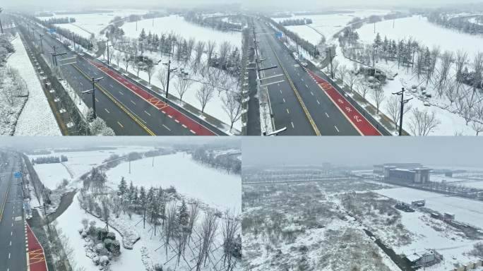 秦汉国际马术中心雪景航拍