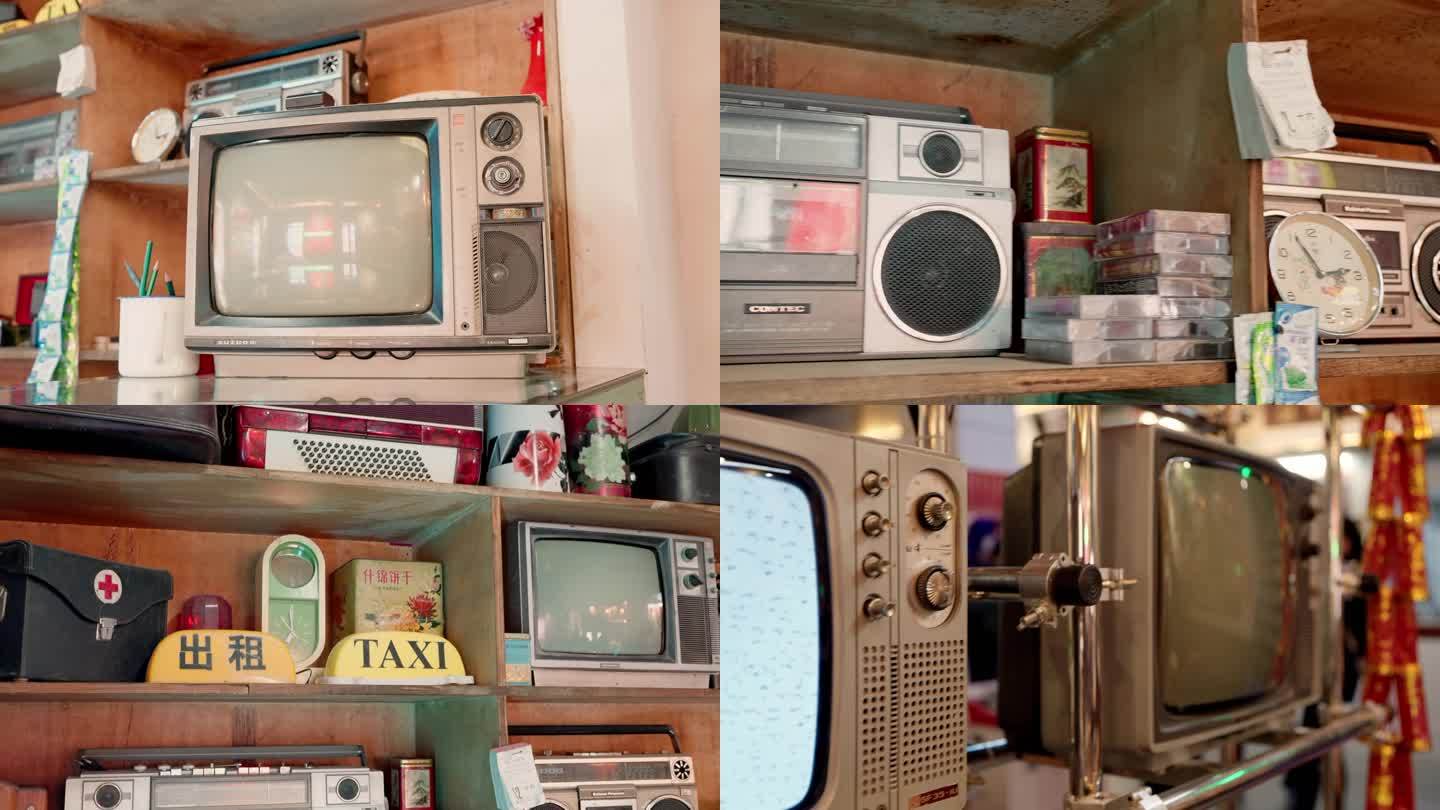 老式复古电视机收音机4K