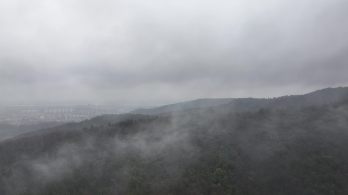 航拍山林雾气自然风光