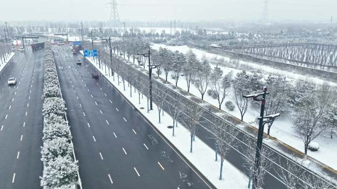 咸阳公路雪景航拍