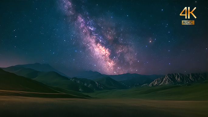 天际银河唯美自然风光 夜晚的星空美丽璀璨