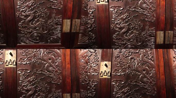 古代家具 清代紫檀木雕云龙纹大方角柜