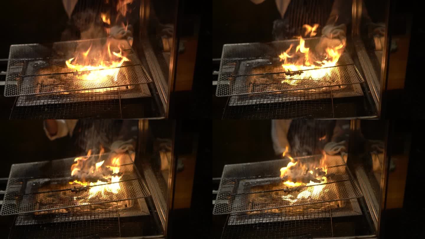 炭烧烤鸡肉串和火焰烧烤日式居酒屋式料理，可根据厨师的订制烹饪