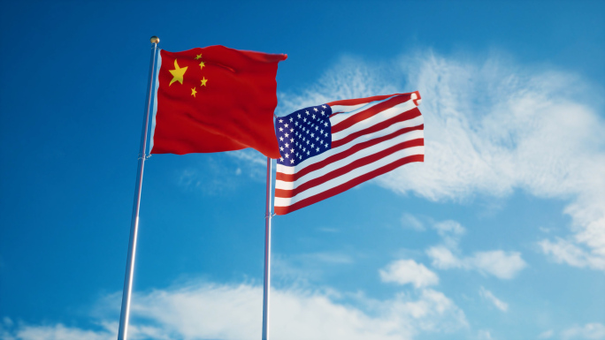 中美旗帜中美关系中国美国旗帜