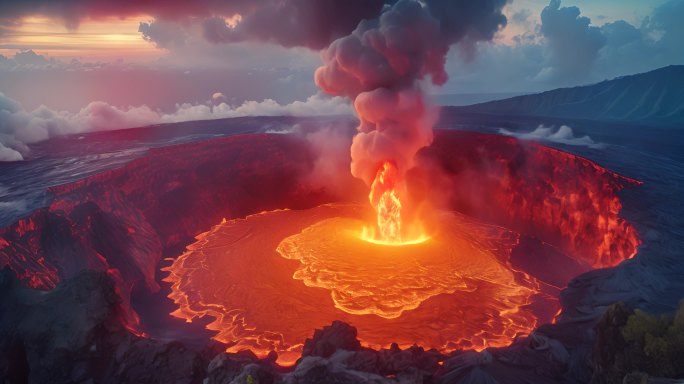 火山岩浆火山口喷发