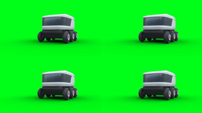 自动送货机器人。逼真的4k绿屏动画。