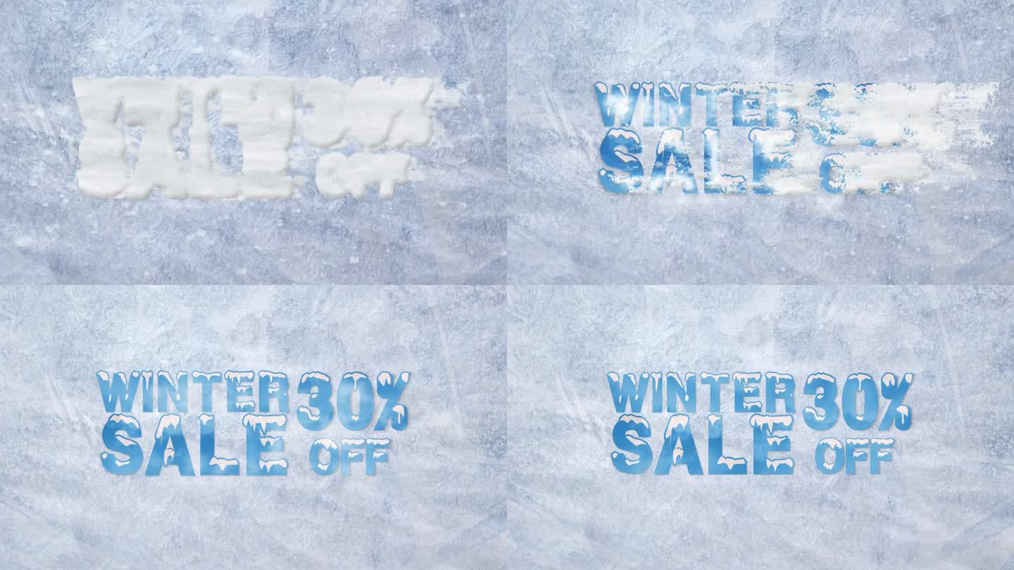 冬季大减价七折。超级冬季特卖。冬季促销动画。冬季大减价