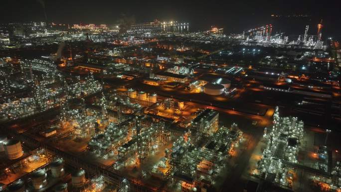 惠州大亚湾石化区夜景航拍