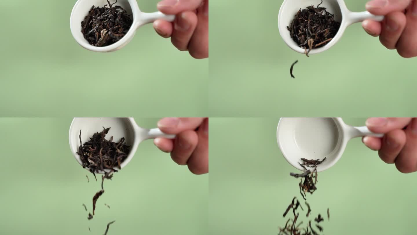 茶叶从碗中倒出