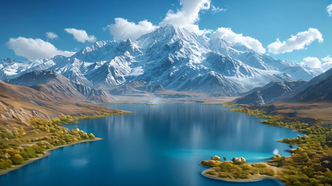 青藏高原雪山湖泊草原