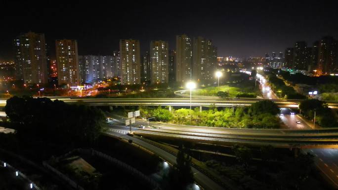 厦门翔安夜景航拍延时视频素材