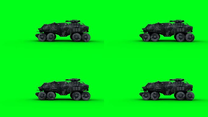 军用未来战斗车，坦克。逼真的4k动画。