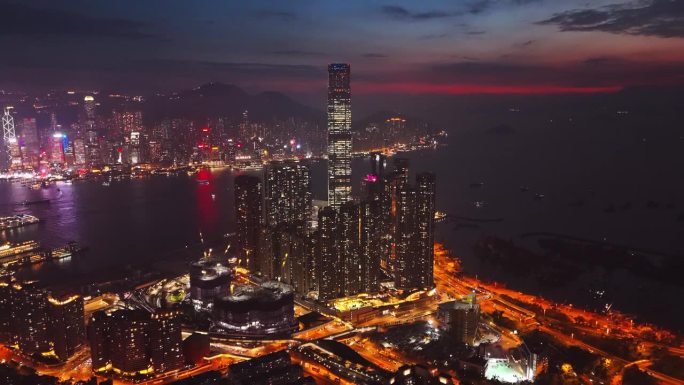 无人机拍摄的香港夜景