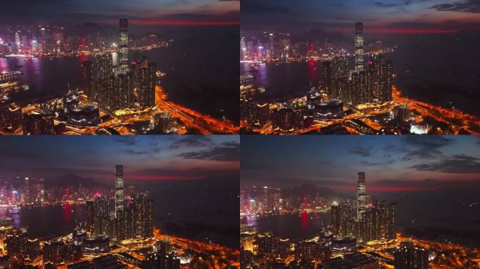 无人机拍摄的香港夜景