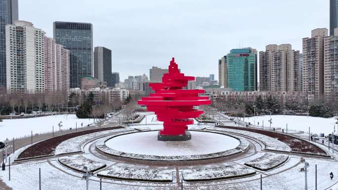 青岛雪景五四广场海滨-55