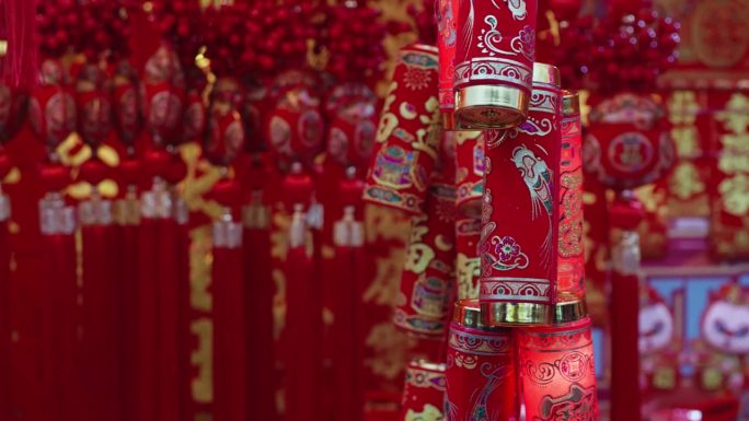 中国春节的鞭炮装饰