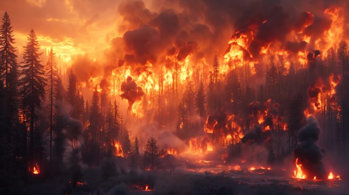 森林火灾消防安全世界末日意境